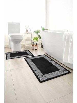 Monnhein 2 Li Banyo Paspası, Yumuşak Banyo Halısı, Kaymaz Tabanlı, Yıkanabilir - 60X100 - 50 X60