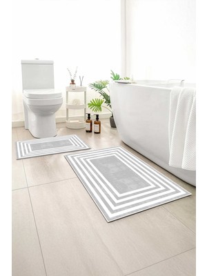 Monnhein 2 Li Banyo Paspası, Yumuşak Banyo Halısı, Kaymaz Tabanlı, Yıkanabilir - 60X100 - 50 X60