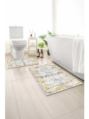 Monnhein 2 Li Banyo Paspası, Yumuşak Banyo Halısı, Kaymaz Tabanlı, Yıkanabilir - 60X100 - 50 X60