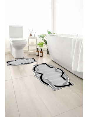 Monnhein 2 Li Banyo Paspası, Yumuşak Banyo Halısı, Kaymaz Tabanlı, Yıkanabilir - 60X100 - 50 X60
