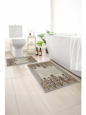 Monnhein 2 Li Banyo Paspası, Yumuşak Banyo Halısı, Kaymaz Tabanlı, Yıkanabilir - 60X100 - 50 X60
