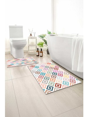 Monnhein 2 Li Banyo Paspası, Yumuşak Banyo Halısı, Kaymaz Tabanlı, Yıkanabilir - 60X100 - 50 X60