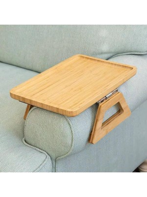 Hepta Collection Orret Home Yaylı Tutamaçlı Bambu Koltuk Tepsisi – Menteşeli, Kaymaz, Kolay Kullanımlı, Sağlam Tutan