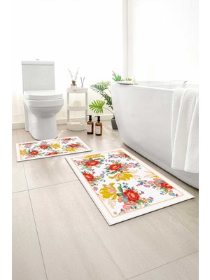 Monnhein 2 Li Banyo Paspası, Yumuşak Banyo Halısı, Kaymaz Tabanlı, Yıkanabilir - 60X100 - 50 X60