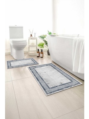 Monnhein 2 Li Banyo Paspası, Yumuşak Banyo Halısı, Kaymaz Tabanlı, Yıkanabilir - 60X100 - 50 X60