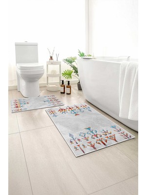 Monnhein 2 Li Banyo Paspası, Yumuşak Banyo Halısı, Kaymaz Tabanlı, Yıkanabilir - 60X100 - 50 X60