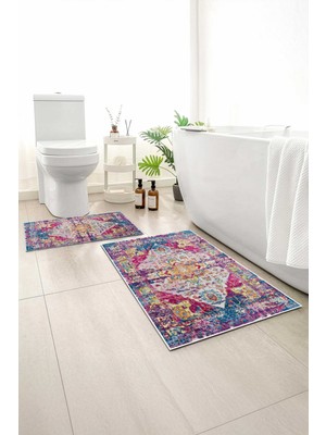 Monnhein 2 Li Banyo Paspası, Yumuşak Banyo Halısı, Kaymaz Tabanlı, Yıkanabilir - 60X100 - 50 X60