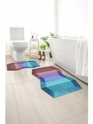 Monnhein 2 Li Banyo Paspası, Yumuşak Banyo Halısı, Kaymaz Tabanlı, Yıkanabilir - 60X100 - 50 X60