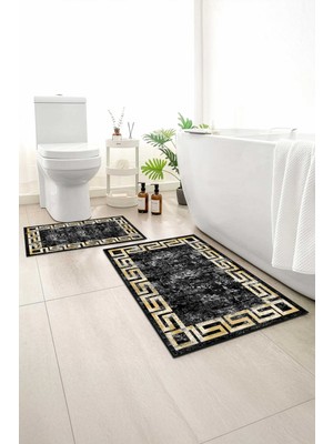 Monnhein 2 Li Banyo Paspası, Yumuşak Banyo Halısı, Kaymaz Tabanlı, Yıkanabilir - 60X100 - 50 X60