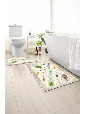 Monnhein 2 Li Banyo Paspası, Yumuşak Banyo Halısı, Kaymaz Tabanlı, Yıkanabilir - 60X100 - 50 X60