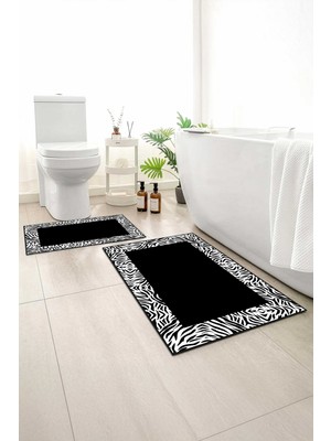Monnhein 2 Li Banyo Paspası, Yumuşak Banyo Halısı, Kaymaz Tabanlı, Yıkanabilir - 60X100 - 50 X60