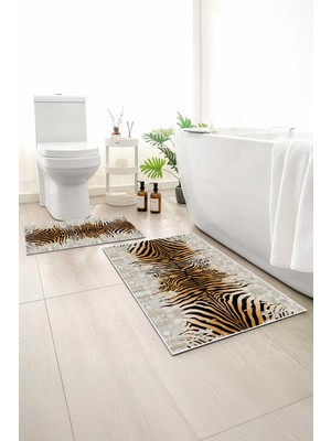 Monnhein 2 Li Banyo Paspası, Yumuşak Banyo Halısı, Kaymaz Tabanlı, Yıkanabilir - 60X100 - 50 X60