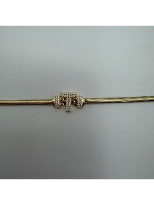Mare Accessories Gold Taşlı T Harf Detaylı Bileklik