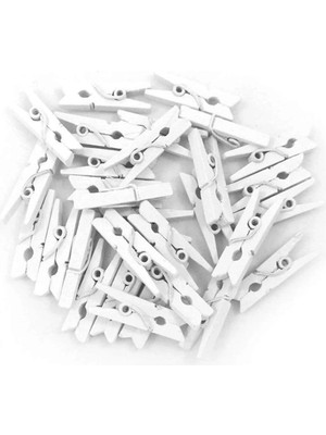 TeknoKesgin Kesgin Market® 100'LÜ Beyaz Ahşap Mandal 2.5cm (10'lu PAKET-1000 Adet)