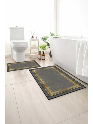 Monnhein 2 Li Banyo Paspası, Yumuşak Banyo Halısı, Kaymaz Tabanlı, Yıkanabilir - 60X100 - 50 X60
