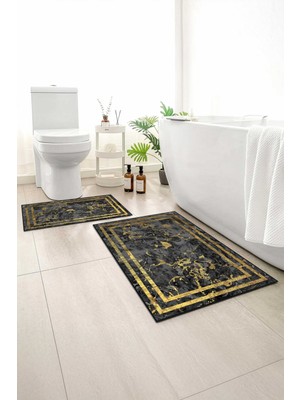 Monnhein 2 Li Banyo Paspası, Yumuşak Banyo Halısı, Kaymaz Tabanlı, Yıkanabilir - 60X100 - 50 X60