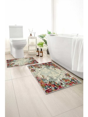 Monnhein 2 Li Banyo Paspası, Yumuşak Banyo Halısı, Kaymaz Tabanlı, Yıkanabilir - 60X100 - 50 X60