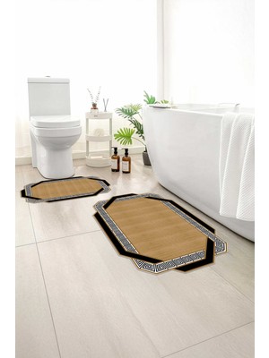 Monnhein 2 Li Banyo Paspası, Yumuşak Banyo Halısı, Kaymaz Tabanlı, Yıkanabilir - 60X100 - 50 X60