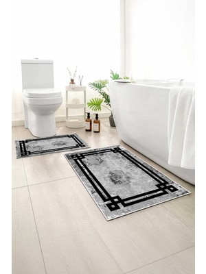 Monnhein 2 Li Banyo Paspası, Yumuşak Banyo Halısı, Kaymaz Tabanlı, Yıkanabilir - 60X100 - 50 X60