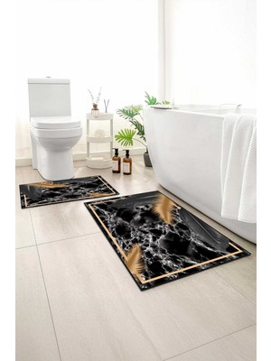 Monnhein 2 Li Banyo Paspası, Yumuşak Banyo Halısı, Kaymaz Tabanlı, Yıkanabilir - 60X100 - 50 X60