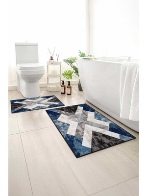 Monnhein 2 Li Banyo Paspası, Yumuşak Banyo Halısı, Kaymaz Tabanlı, Yıkanabilir - 60X100 - 50 X60