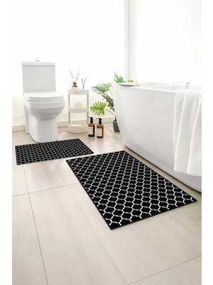 Monnhein 2 Li Banyo Paspası, Yumuşak Banyo Halısı, Kaymaz Tabanlı, Yıkanabilir - 60X100 - 50 X60
