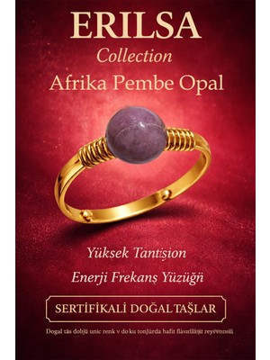 Erilsa Sertifikalı Yüksek Tansiyon Enerji Yüzüğü – Afrika Pembe Opal Taşı Ayarlamalı Gold Yengeç Terazi