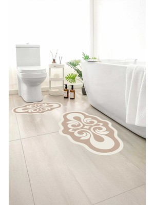 Monnhein 2 Li Banyo Paspası, Yumuşak Banyo Halısı, Kaymaz Tabanlı, Yıkanabilir - 60X100 - 50 X60