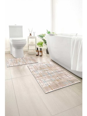 Monnhein 2 Li Banyo Paspası, Yumuşak Banyo Halısı, Kaymaz Tabanlı, Yıkanabilir - 60X100 - 50 X60