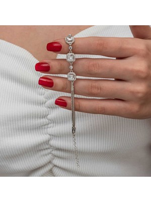 Erseyy Gümüş Üçlü Kare Kadın Bileklik