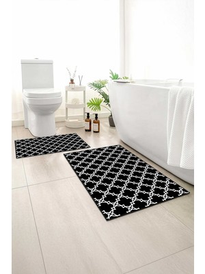 Monnhein 2 Li Banyo Paspası, Yumuşak Banyo Halısı, Kaymaz Tabanlı, Yıkanabilir - 60X100 - 50 X60