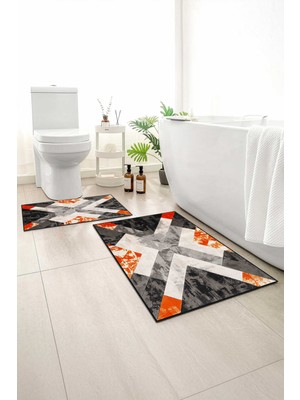 Monnhein 2 Li Banyo Paspası, Yumuşak Banyo Halısı, Kaymaz Tabanlı, Yıkanabilir - 60X100 - 50 X60