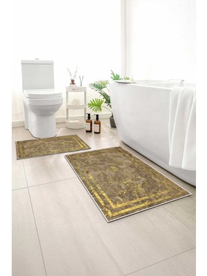Monnhein 2 Li Banyo Paspası, Yumuşak Banyo Halısı, Kaymaz Tabanlı, Yıkanabilir - 60X100 - 50 X60