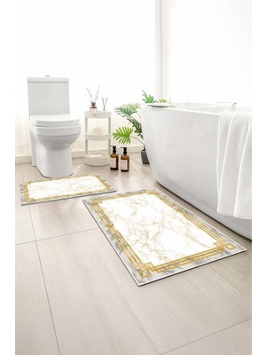Monnhein 2 Li Banyo Paspası, Yumuşak Banyo Halısı, Kaymaz Tabanlı, Yıkanabilir - 60X100 - 50 X60
