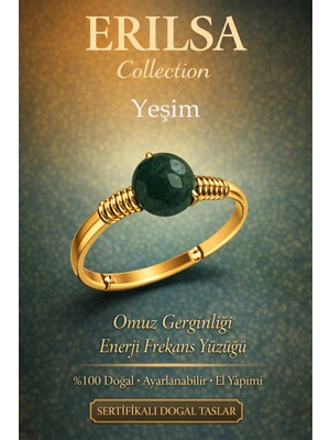 Erilsa Sertifikalı Omuz Gerginliği Enerji Frekans Yüzüğü – Yeşim Taşı Ayarlanabilir Gold Ince Boğa Terazi