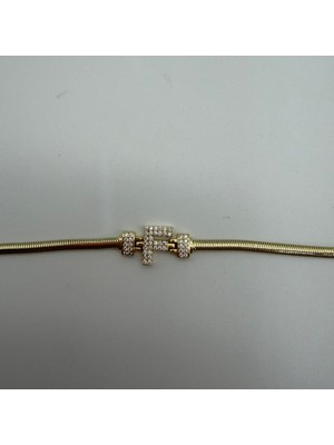 Mare Accessories Gold Taş Detaylı F Harfli Bileklik