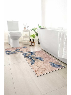 Monnhein 2 Li Banyo Paspası, Yumuşak Banyo Halısı, Kaymaz Tabanlı, Yıkanabilir - 60X100 - 50 X60