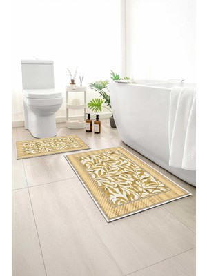 Monnhein 2 Li Banyo Paspası, Yumuşak Banyo Halısı, Kaymaz Tabanlı, Yıkanabilir - 60X100 - 50 X60