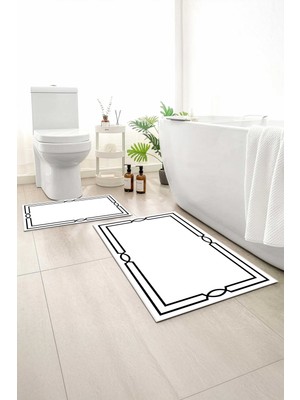 Monnhein 2 Li Banyo Paspası, Yumuşak Banyo Halısı, Kaymaz Tabanlı, Yıkanabilir - 60X100 - 50 X60
