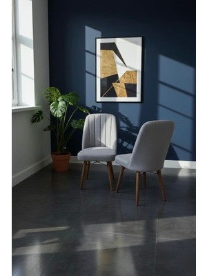 Todek Home Nora 2 Adet Sandalye - Nubuk Kumaşlı Sandalye | Modern Ahşap Ayaklı Yemek & Çalışma Sandalyesi | Minimal Tasarım