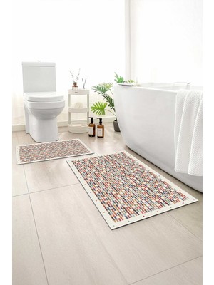 Monnhein 2 Li Banyo Paspası, Yumuşak Banyo Halısı, Kaymaz Tabanlı, Yıkanabilir - 60X100 - 50 X60