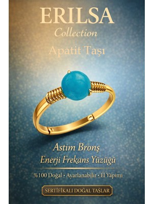 Erilsa Sertifikalı Astım Bronş Enerji Frekans Yüzüğü – Apatit Taşı Ayarlamalı Gold Ince Kasa Ikizler Kova