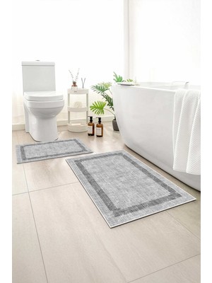 Monnhein 2 Li Banyo Paspası, Yumuşak Banyo Halısı, Kaymaz Tabanlı, Yıkanabilir - 60X100 - 50 X60