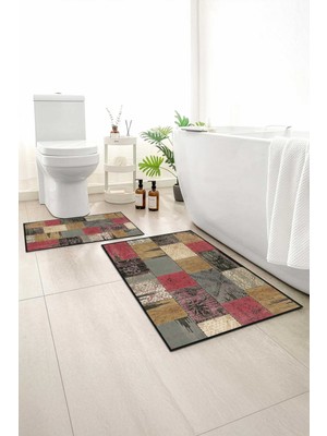 Monnhein 2 Li Banyo Paspası, Yumuşak Banyo Halısı, Kaymaz Tabanlı, Yıkanabilir - 60X100 - 50 X60