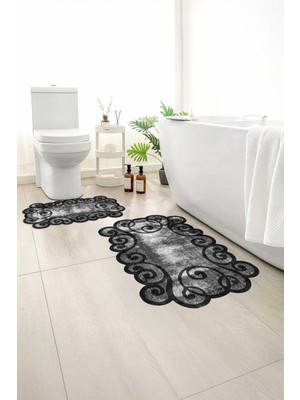 Monnhein 2 Li Banyo Paspası, Yumuşak Banyo Halısı, Kaymaz Tabanlı, Yıkanabilir - 60X100 - 50 X60
