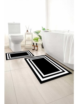 Monnhein 2 Li Banyo Paspası, Yumuşak Banyo Halısı, Kaymaz Tabanlı, Yıkanabilir - 60X100 - 50 X60
