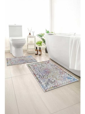 Monnhein 2 Li Banyo Paspası, Yumuşak Banyo Halısı, Kaymaz Tabanlı, Yıkanabilir - 60X100 - 50 X60