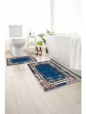 Monnhein 2 Li Banyo Paspası, Yumuşak Banyo Halısı, Kaymaz Tabanlı, Yıkanabilir - 60X100 - 50 X60