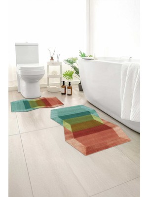 Monnhein 2 Li Banyo Paspası, Yumuşak Banyo Halısı, Kaymaz Tabanlı, Yıkanabilir - 60X100 - 50 X60