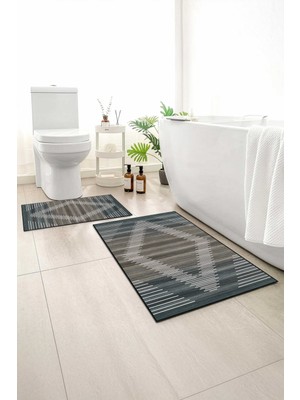 Monnhein 2 Li Banyo Paspası, Yumuşak Banyo Halısı, Kaymaz Tabanlı, Yıkanabilir - 60X100 - 50 X60